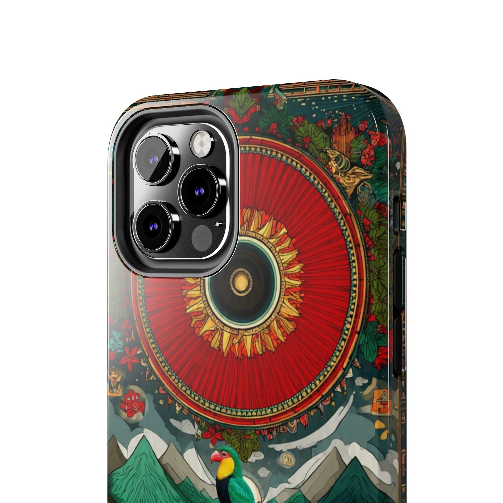 Tough Phone Case — Vibrant Tropical Mountain Bird Design