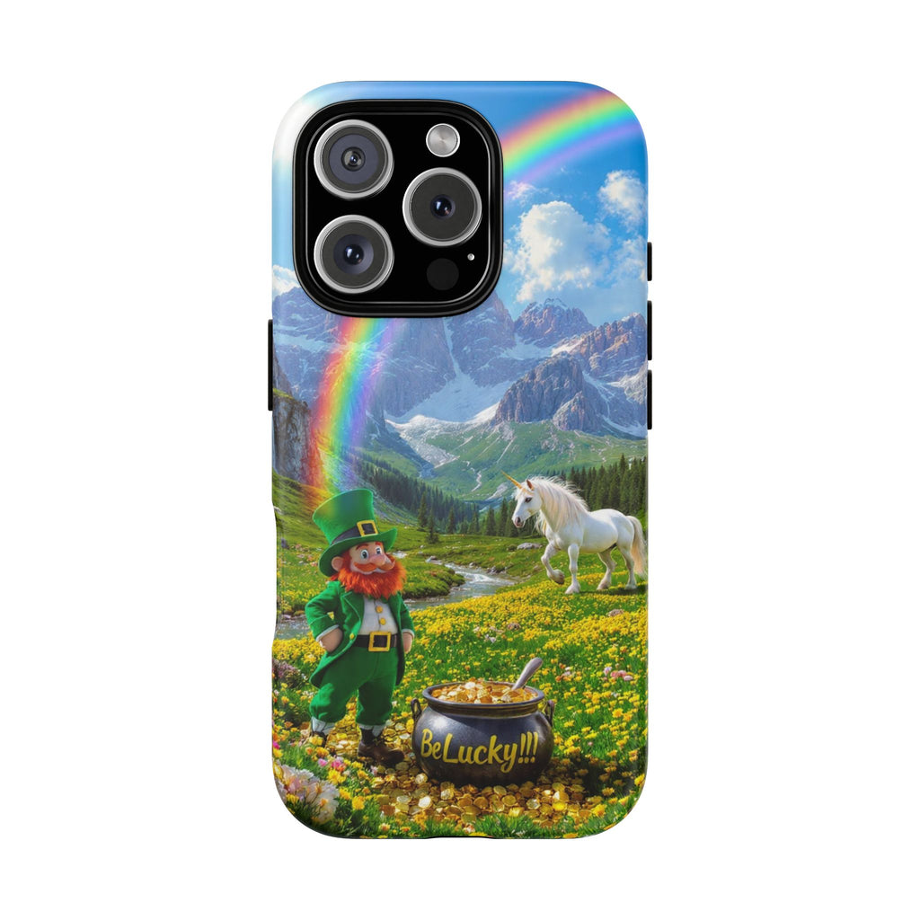Lucky Leprechaun & Unicorn Phone Case — Rainbow Pot of Gold Protective Cover