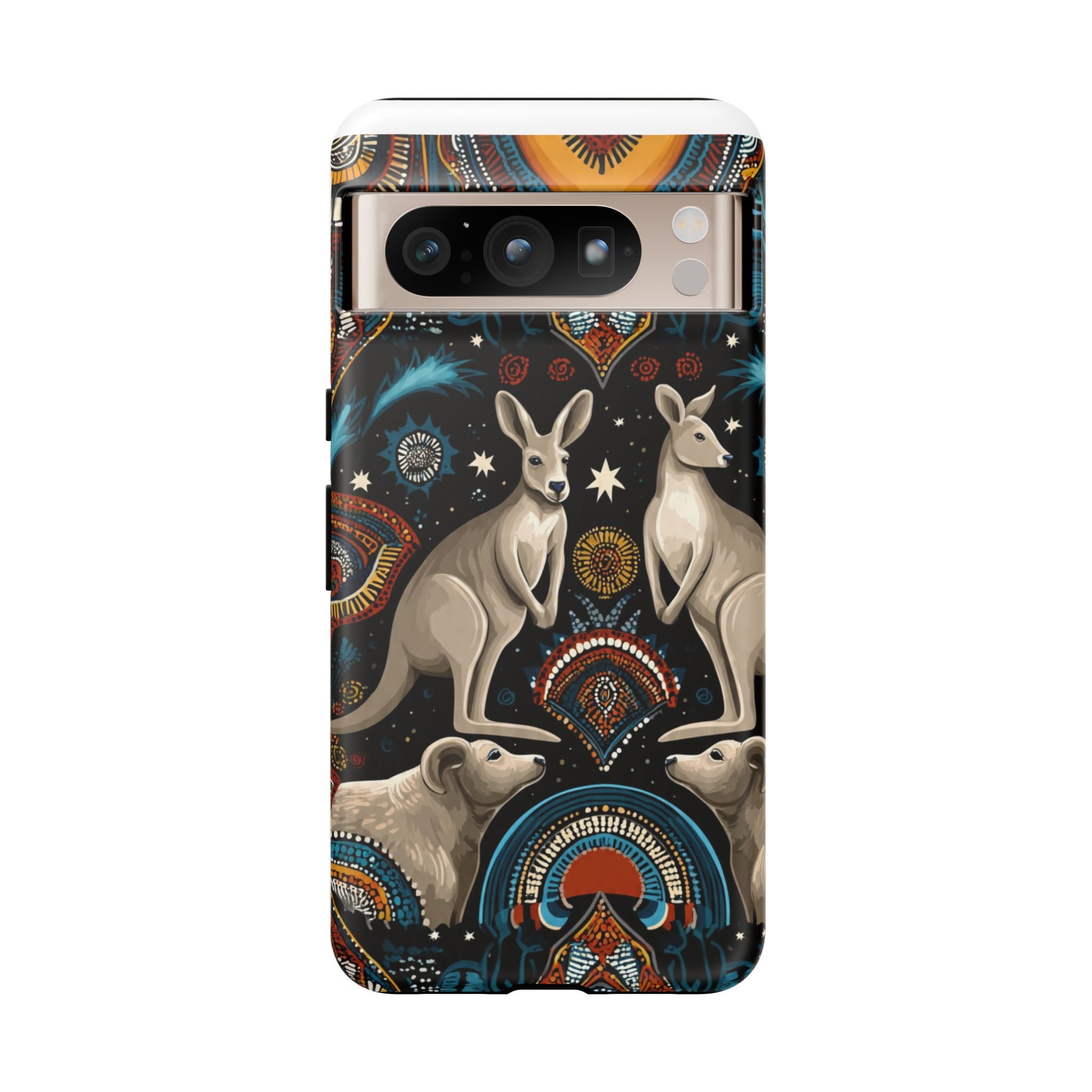Kangaroo & Boomerang Tough Phone Case — Australian Wildlife Pattern