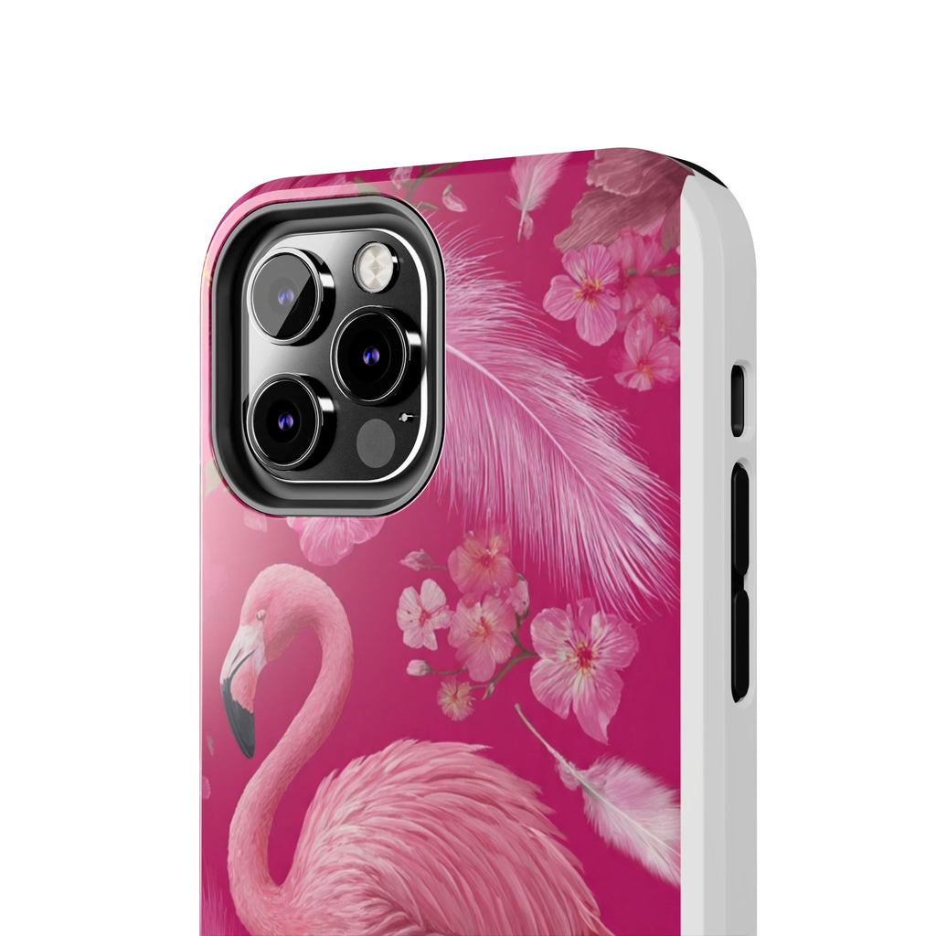 Flamingo Floral Tough Phone Case — Pink Tropical Feather Design