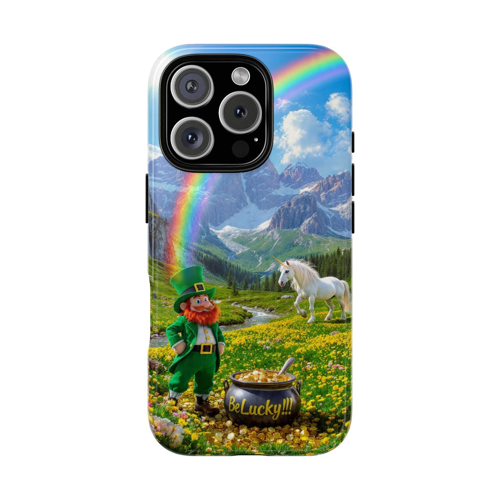 Lucky Leprechaun & Unicorn Phone Case — Rainbow Pot of Gold Protective Cover