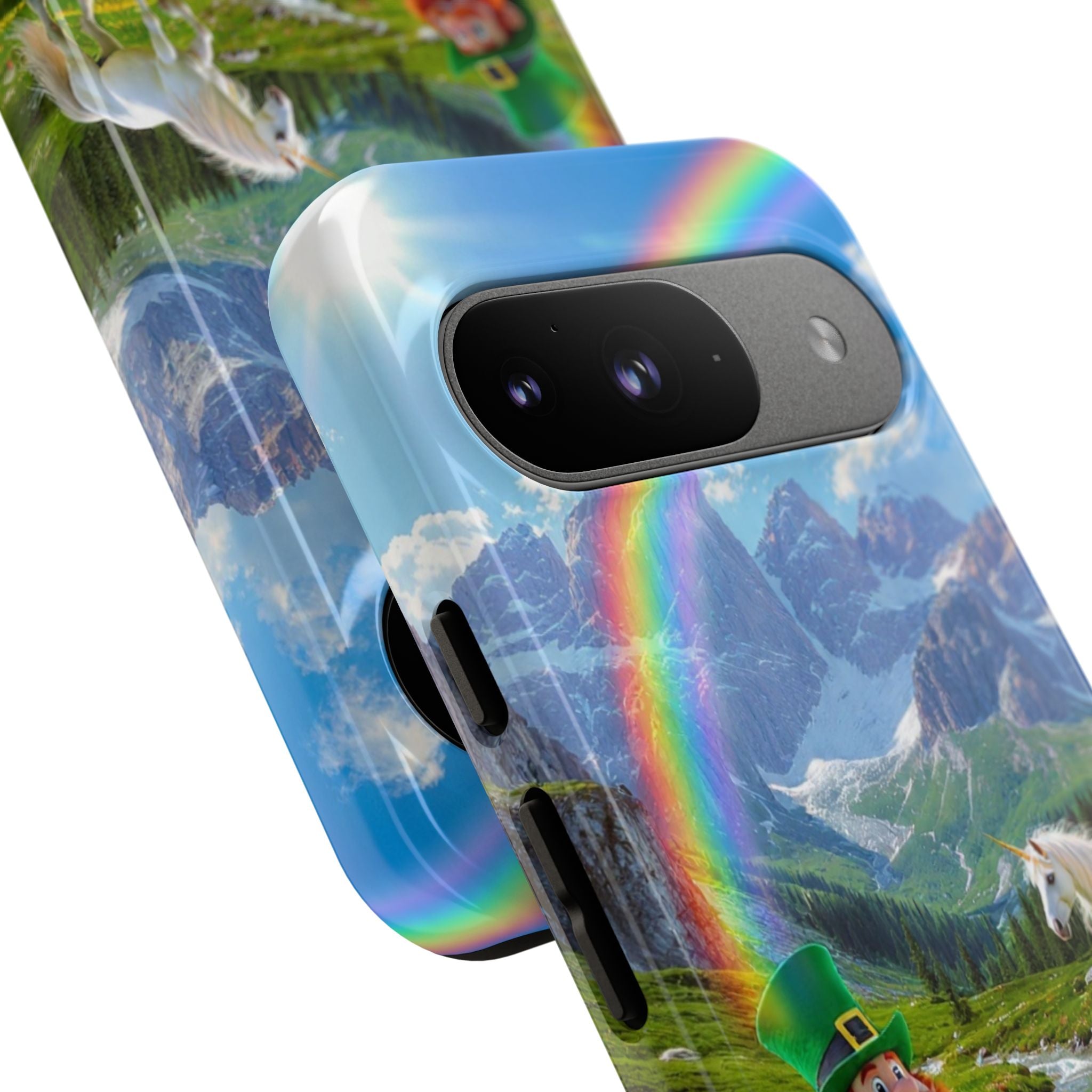 Lucky Leprechaun & Unicorn Phone Case — Rainbow Pot of Gold Protective Cover