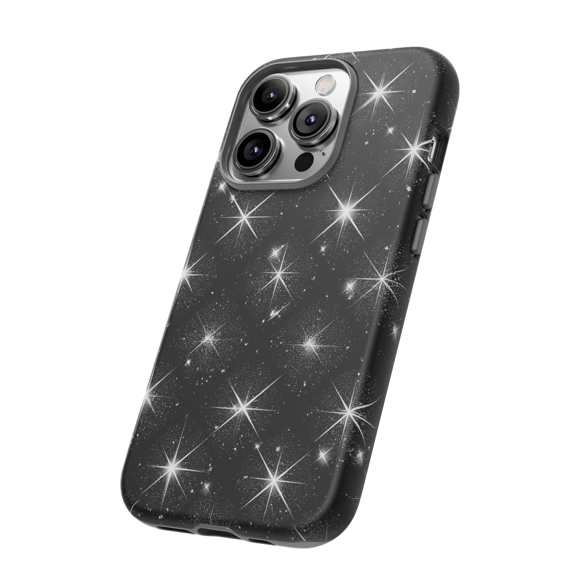 Galaxy Sparkle Tough Phone Case — Black Starfield Protective Cover