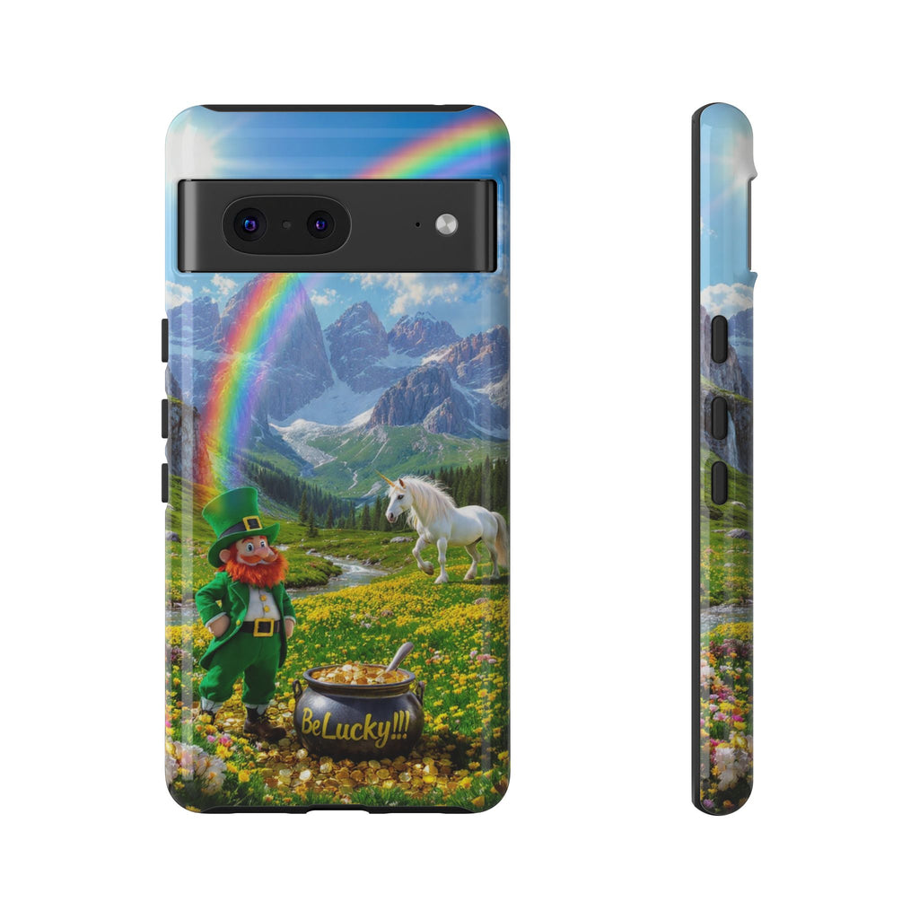Lucky Leprechaun & Unicorn Phone Case — Rainbow Pot of Gold Protective Cover