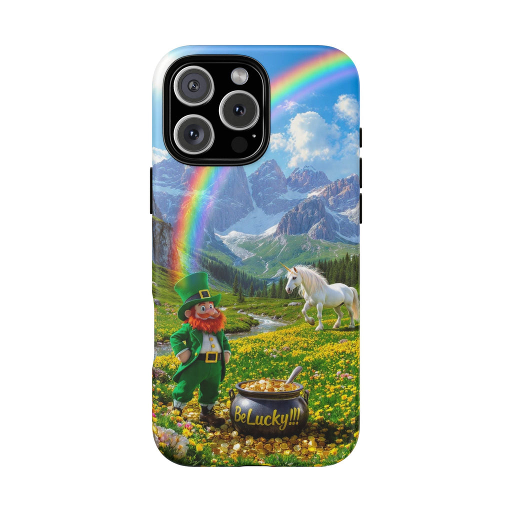 Lucky Leprechaun & Unicorn Phone Case — Rainbow Pot of Gold Protective Cover