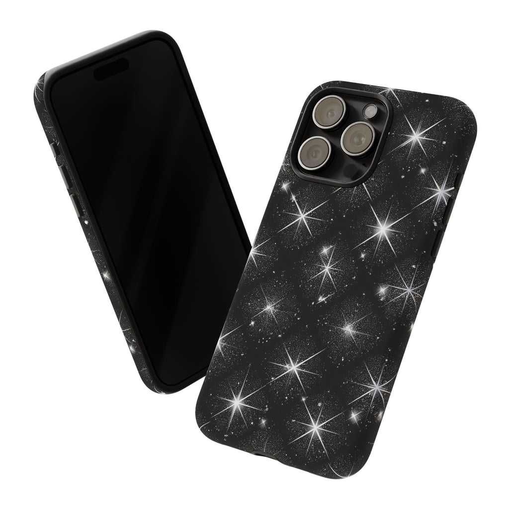 Galaxy Sparkle Tough Phone Case — Black Starfield Protective Cover
