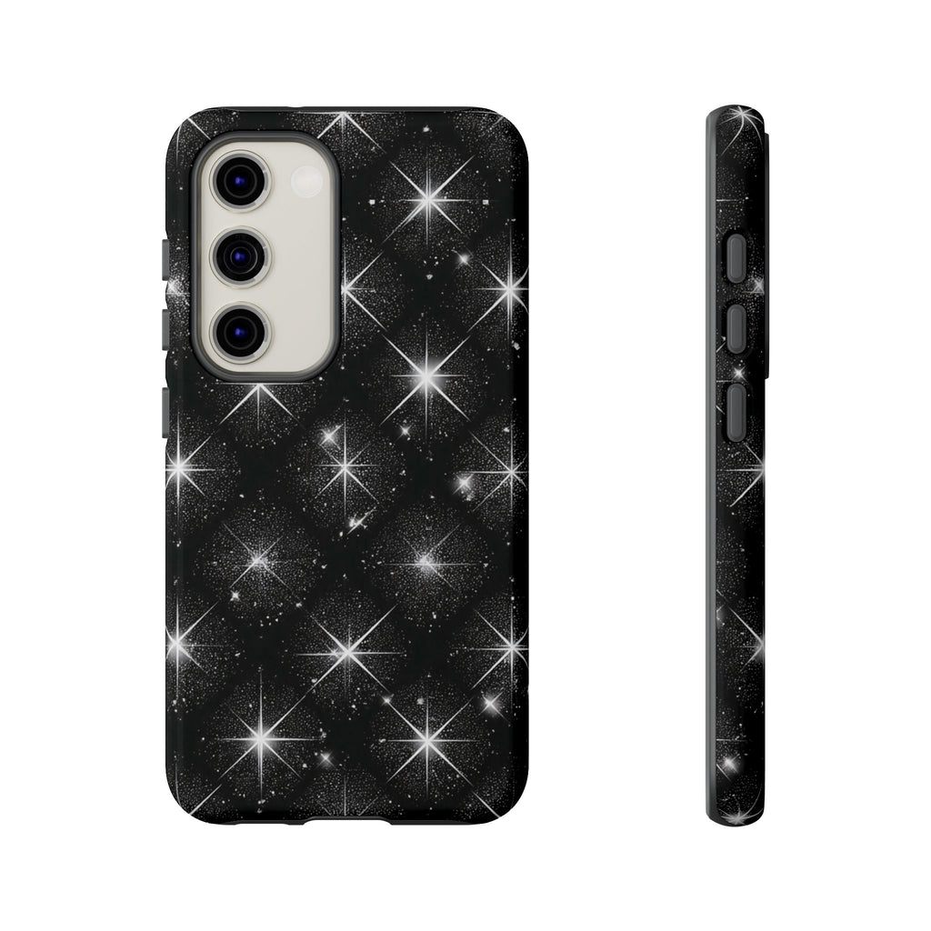 Galaxy Sparkle Tough Phone Case — Black Starfield Protective Cover