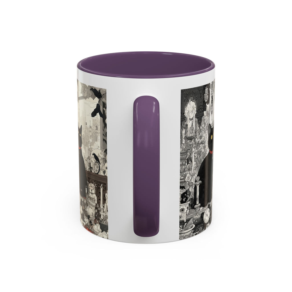 Black Cat Vintage Street Art Coffee Mug — 11/15oz Accent Ceramic