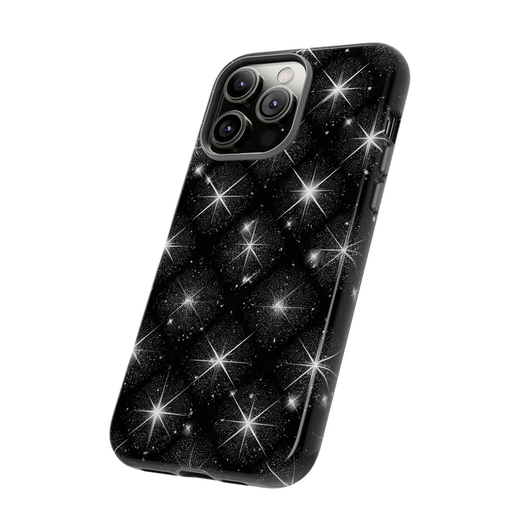 Galaxy Sparkle Tough Phone Case — Black Starfield Protective Cover