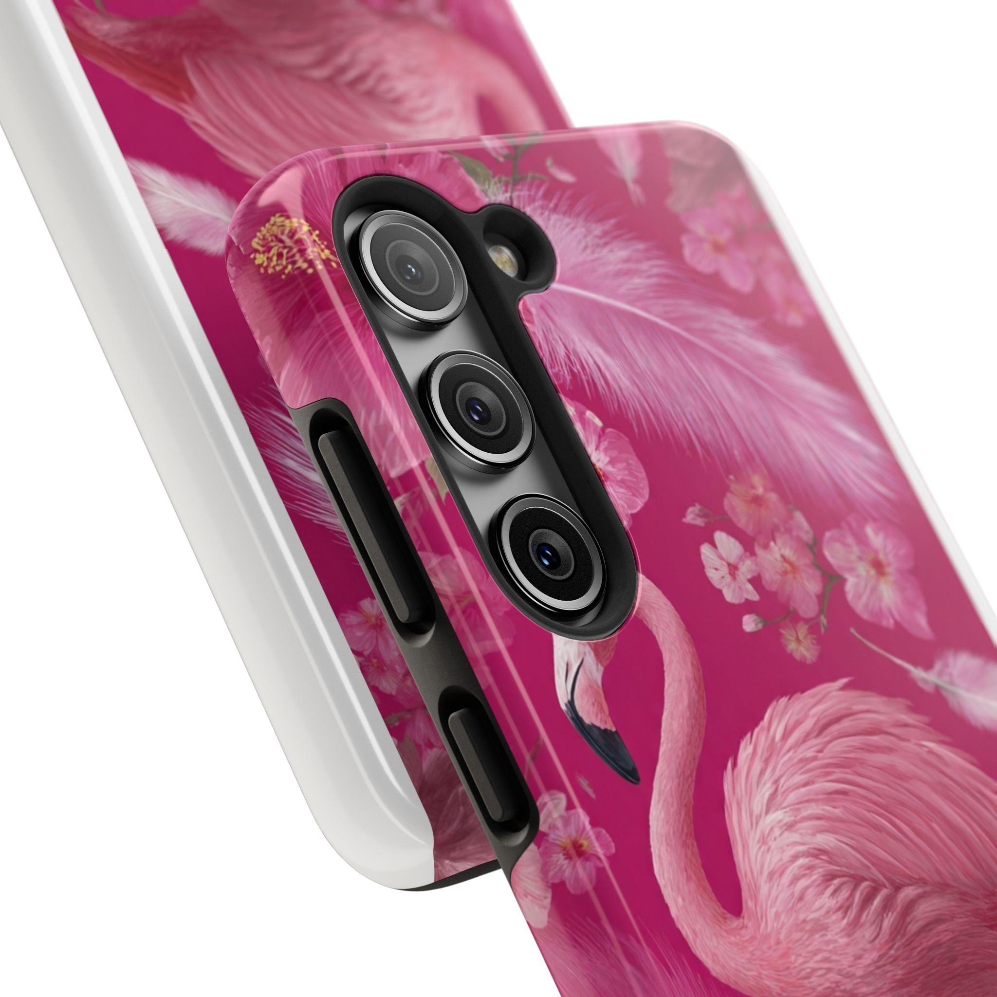Flamingo Floral Tough Phone Case — Pink Tropical Feather Design