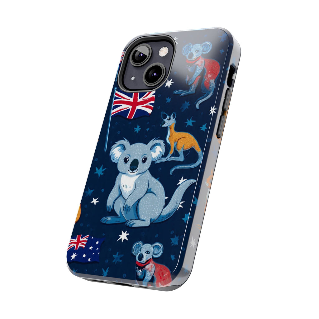 Australian Wildlife Tough Phone Case — Koala & Kangaroo Flag Design