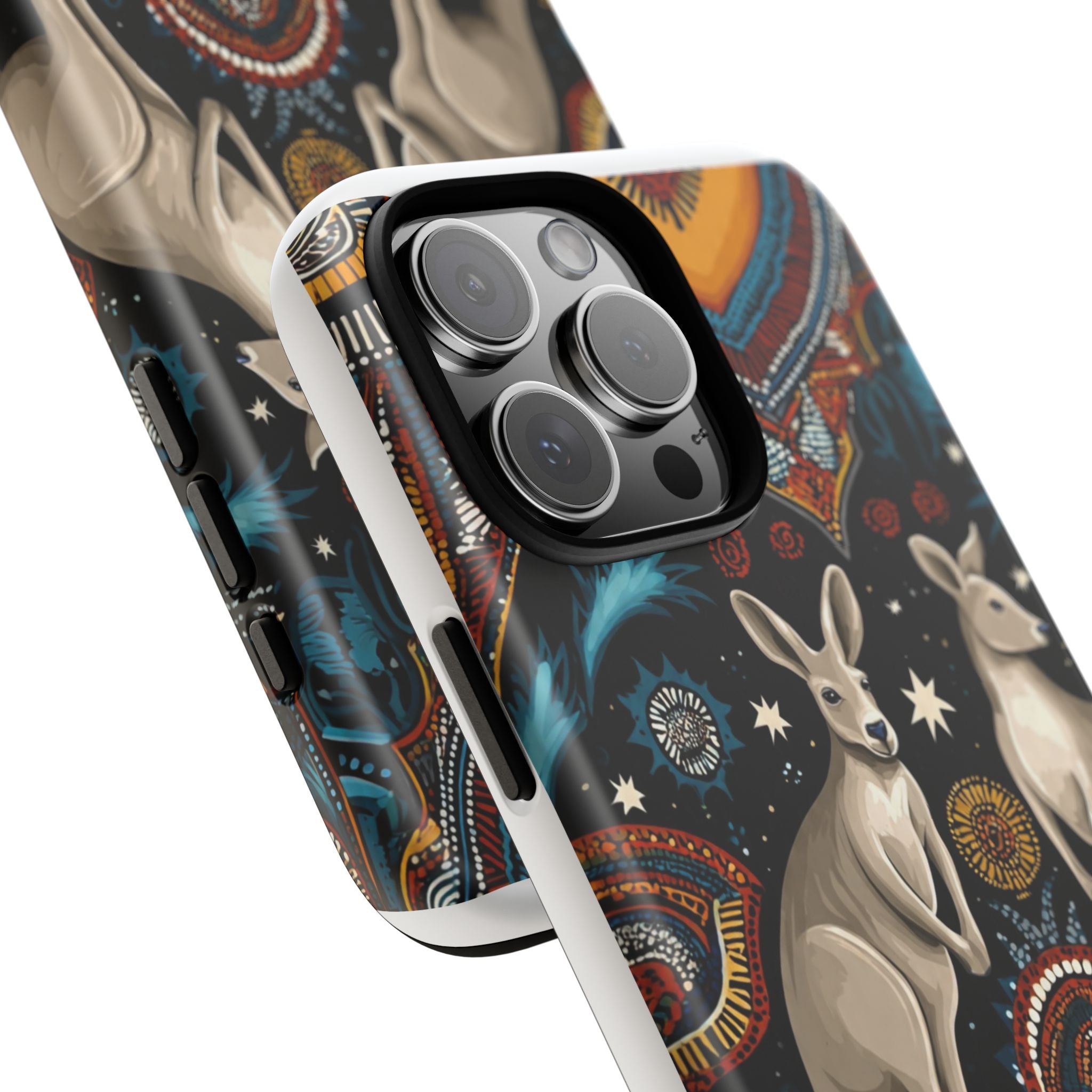 Kangaroo & Boomerang Tough Phone Case — Australian Wildlife Pattern