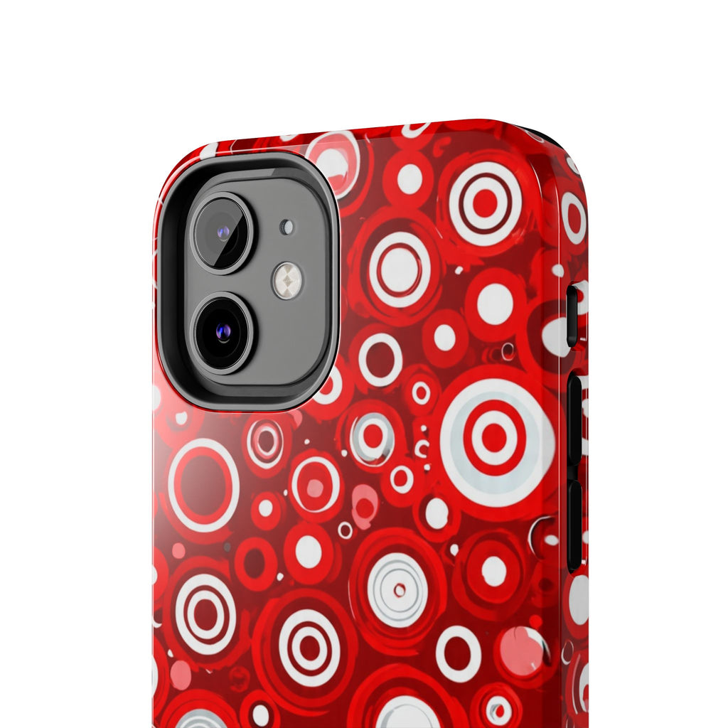 Red Retro Circles Tough Phone Case — Durable Shockproof Protective Cover