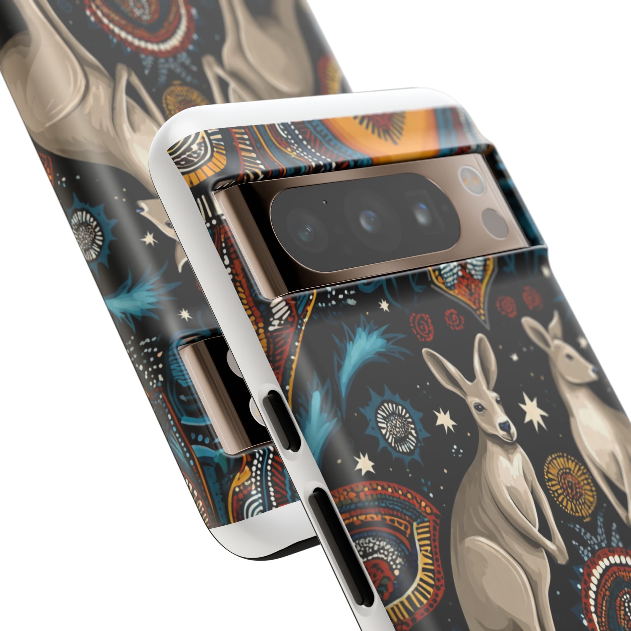 Kangaroo & Boomerang Tough Phone Case — Australian Wildlife Pattern