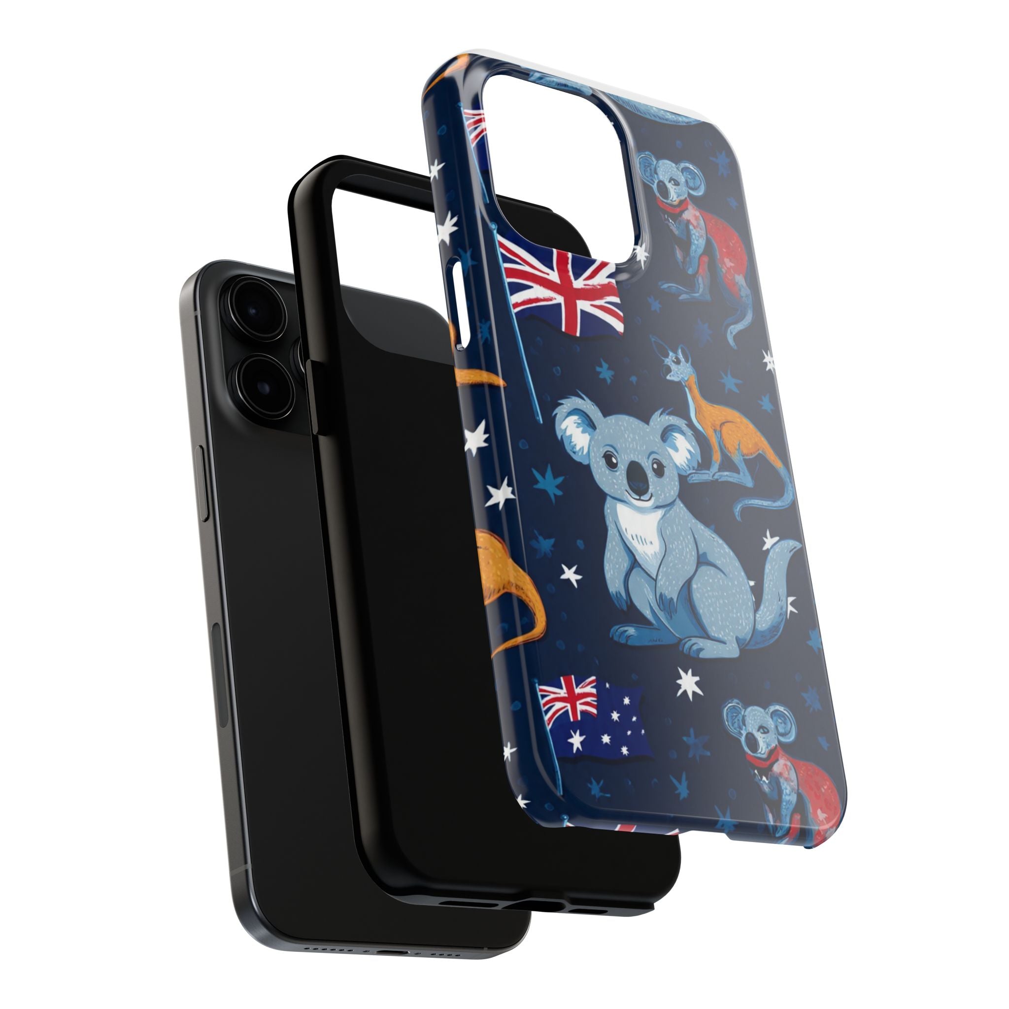 Australian Wildlife Tough Phone Case — Koala & Kangaroo Flag Design