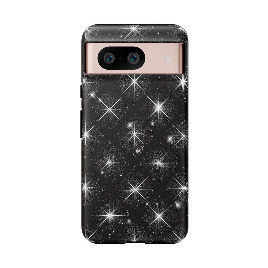 Galaxy Sparkle Tough Phone Case — Black Starfield Protective Cover