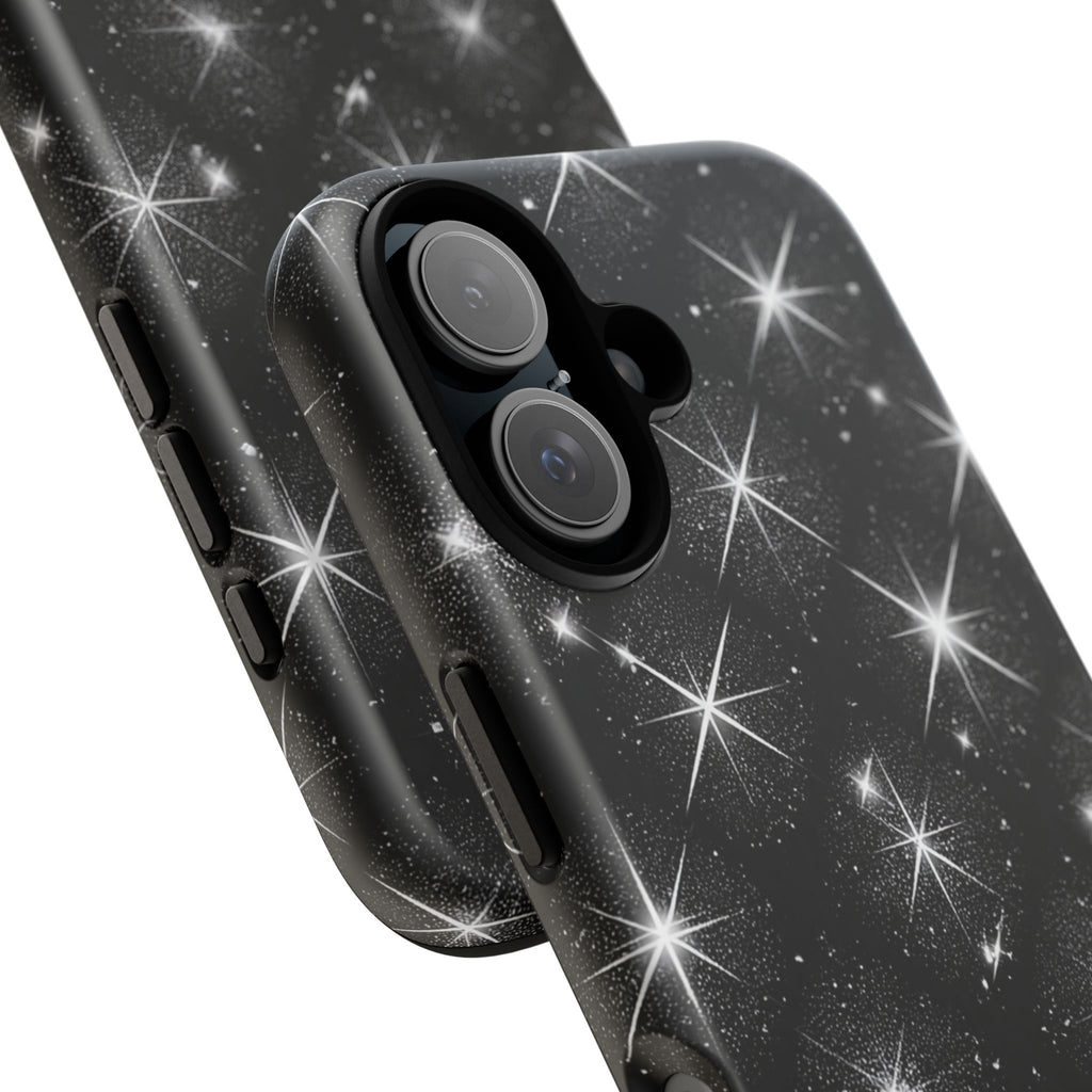 Galaxy Sparkle Tough Phone Case — Black Starfield Protective Cover