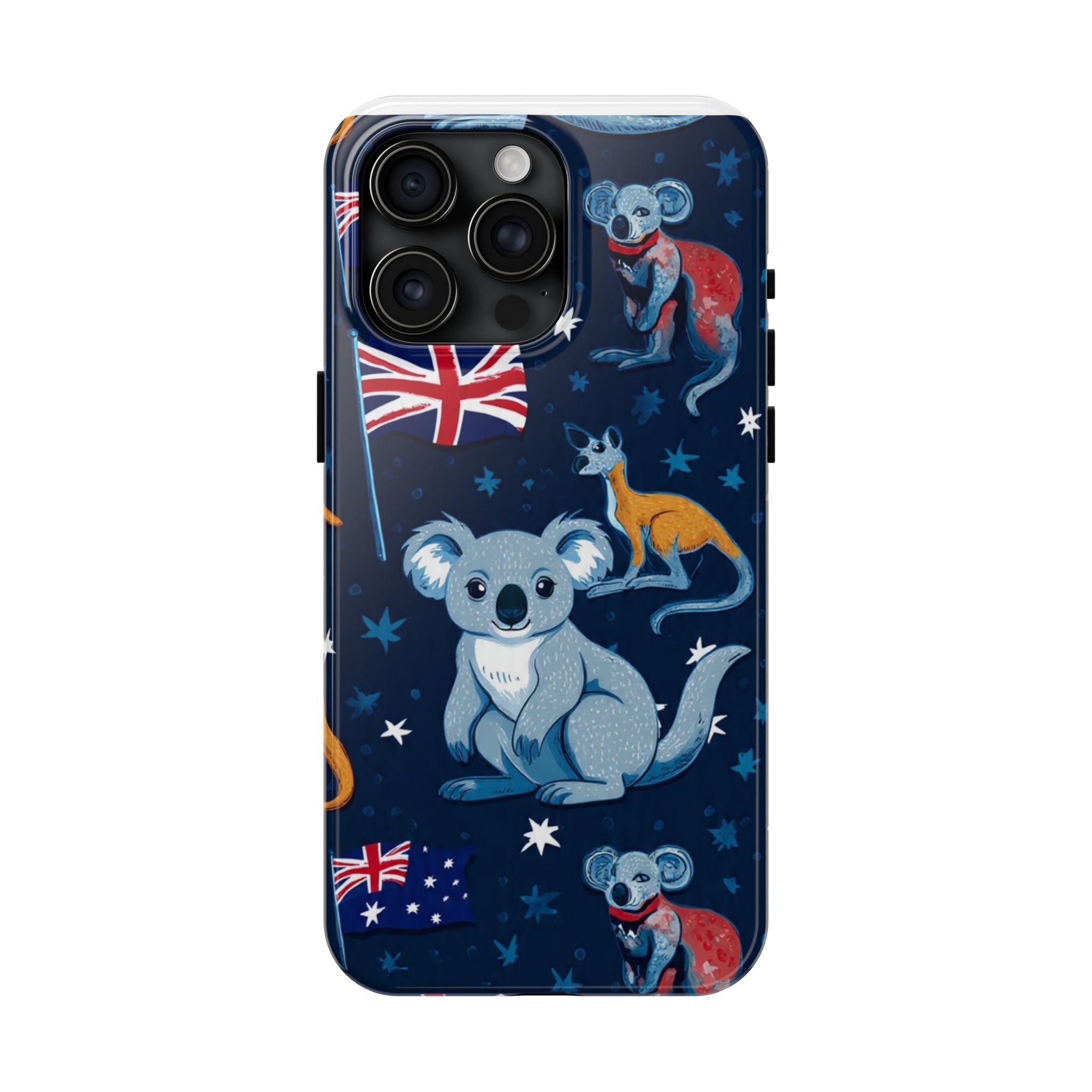 Australian Wildlife Tough Phone Case — Koala & Kangaroo Flag Design