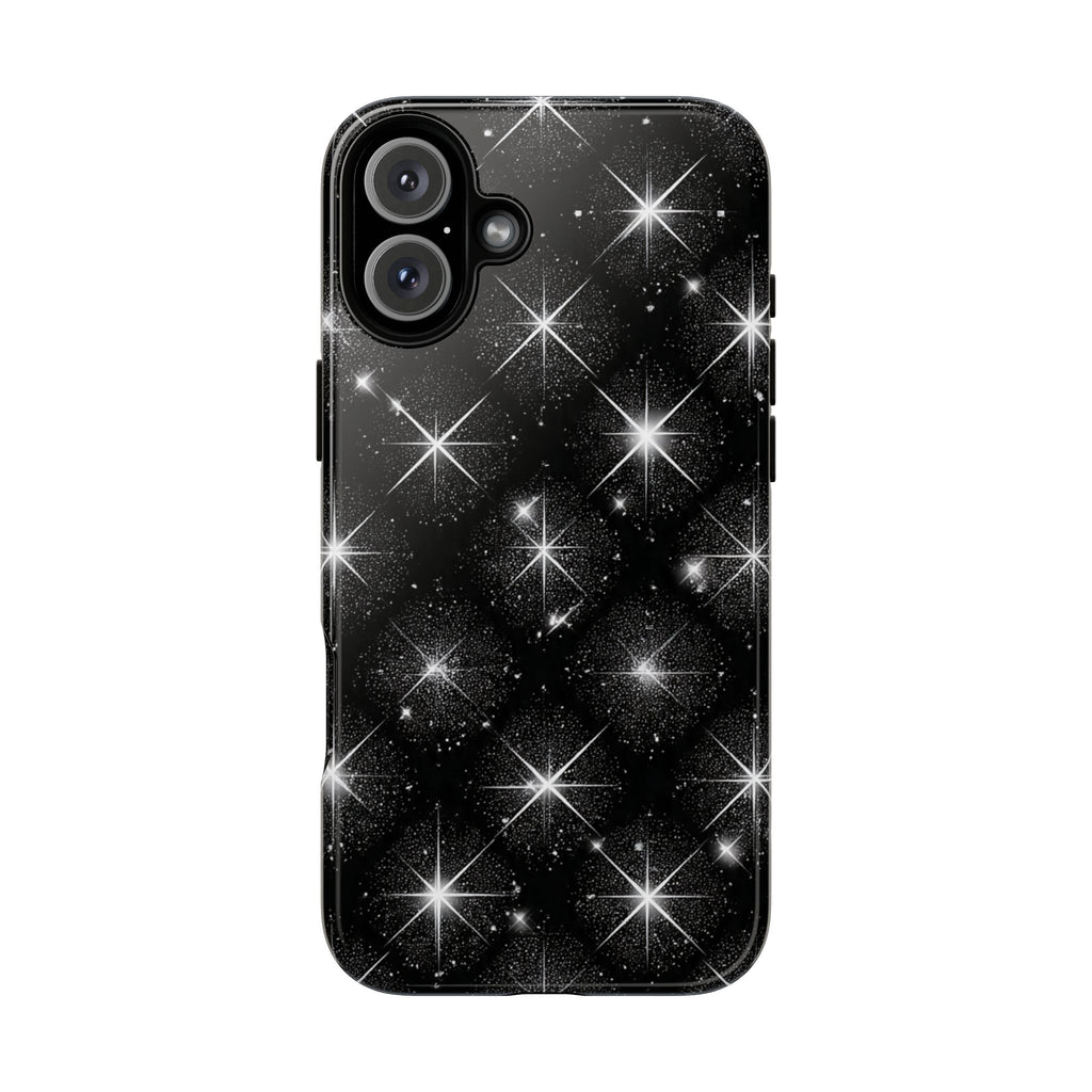 Galaxy Sparkle Tough Phone Case — Black Starfield Protective Cover
